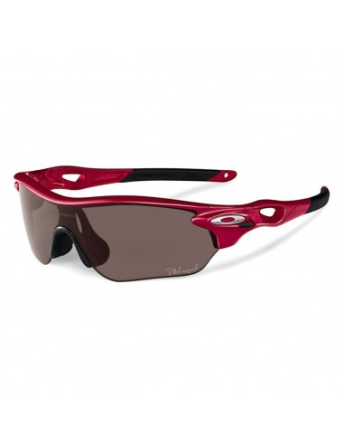 Oakley OO9183-03 Clear Grey Polarized Lens Radarlock Edge Goupie Red Plastic Frame Women's Sunglasses soldes