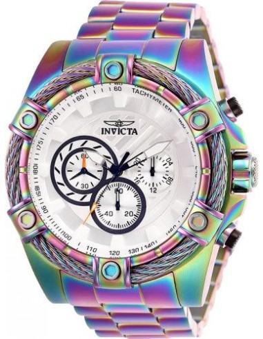 Invicta Men's Chronograph Watch - Bolt Silver & White Dial Iridescent Steel | 25520 livraison gratuite