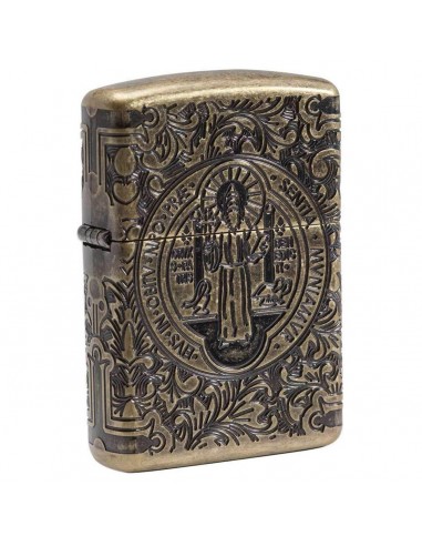 Zippo Windproof Pocket Lighter - Armor St. Benedict Design Antique Brass | 29719 de France