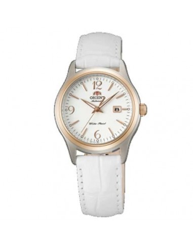 Orient NR1Q003W Women's Charlene Automatic TT Rose Gold Plated White Leather Strap Watch Véritable concentré