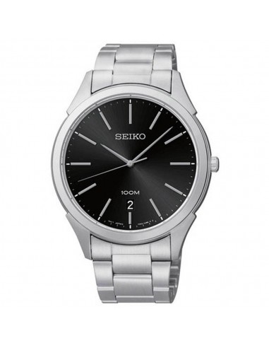 Seiko SGEG69 Men's Classic Black Dial Stainless Steel Bracelet Quartz Watch Amélioration de cerveau avec