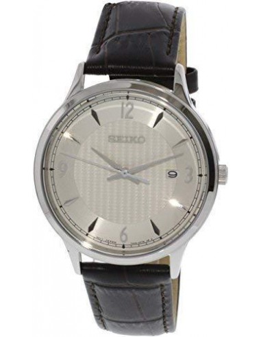 Seiko SGEH83P1 Men's Classic Cream Dial Brown Leather Strap Watch paiement sécurisé