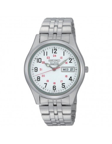 Seiko SGGA59 Men's Railroad Approved White Dial Steel Bracelet Quartz Watch soldes