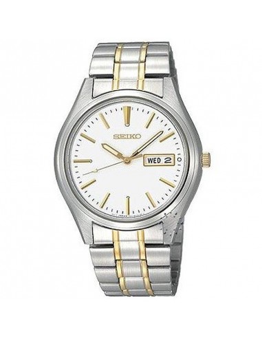 Seiko SGGA67P1 Men's Two Tone Bracelet White Dial Day Date Watch pas chere