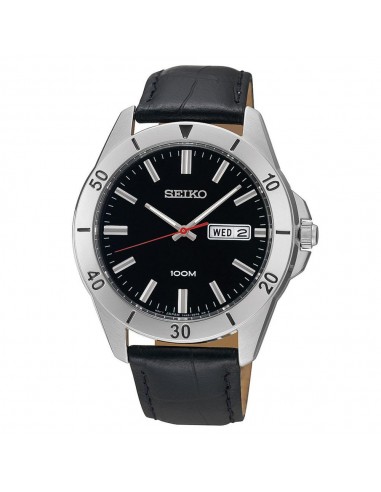 Seiko SGGA75P2 Men's Black Dial Black Leather Strap Stainless Steel Watch Comparez plus de prix