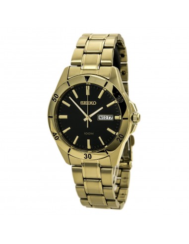 Seiko SGGA86 Men's Special Value Sports Black Dial Gold Plated Steel Bracelet Quartz Watch Comparez et commandez 