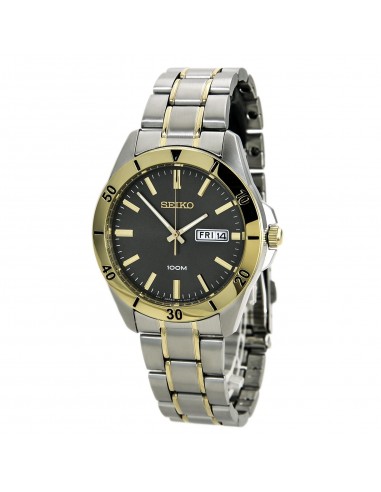 Seiko SGGA88 Men's Grey Dial Two Tone Gold Plated Steel Bracelet Quartz Dress Watch votre