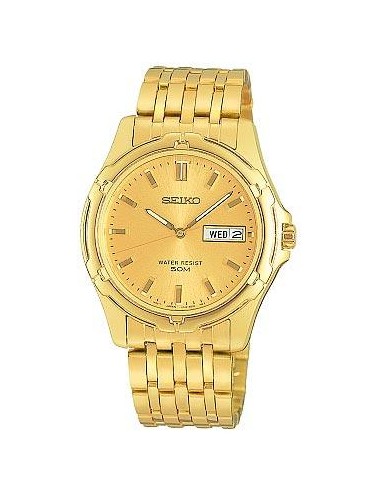 Seiko Men's Gold Plated Day Date Quartz Watch SJW040 outlet