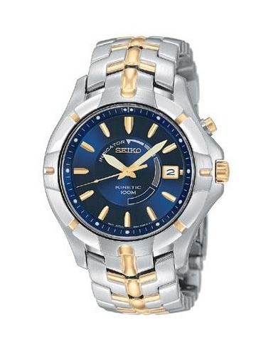 Seiko SKA402 Men's Kinetic Two Tone Gold Plated Blue Dial Watch Découvrez la collection