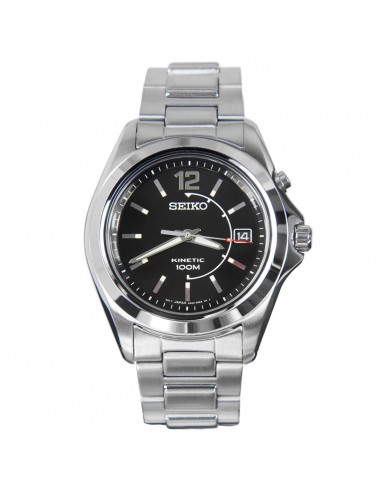 Seiko SKA477 Men's Stainless Steel Black Dial Kinetic Watch Fin de série