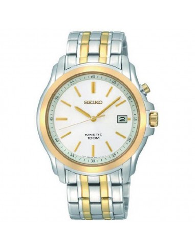 Seiko SKA490P1 Men's White Dial Two Tone Stainless Bracelet Kinetic Automatic Watch outlet