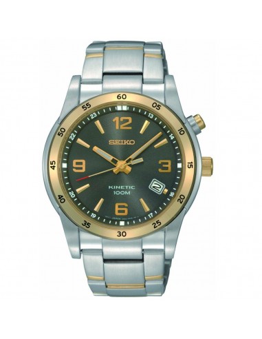 Seiko SKA508 Men's Kinetic Charcoal Dial Gold Tone Bezel Two Tone Bracelet Watch Paris Déstockage Promo