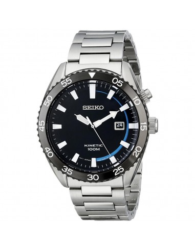 Seiko SKA623 Men's Dress Sport Kinetic Black Dial Steel Bracelet Power Reserve Watch store