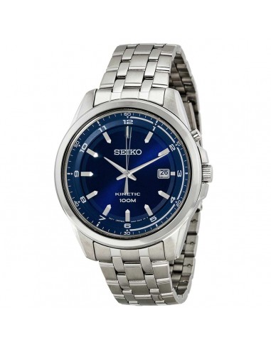 Seiko SKA631 Men's Navy Blue Dial Stainless Steel Bracelet Kinetic Watch de pas cher