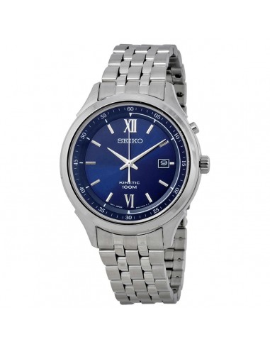 Seiko SKA655 Men's Blue Dial Stainless Steel Bracelet Kinetic Watch Amélioration de cerveau avec