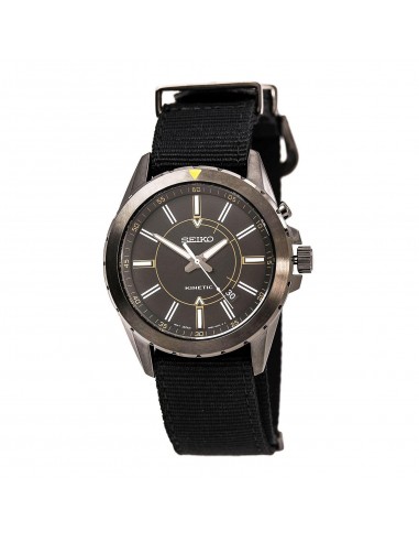 Seiko SKA705 Men's Recraft Black Dial Black Nylon Strap Power Reserve Kinetic Watch une grave pollution 