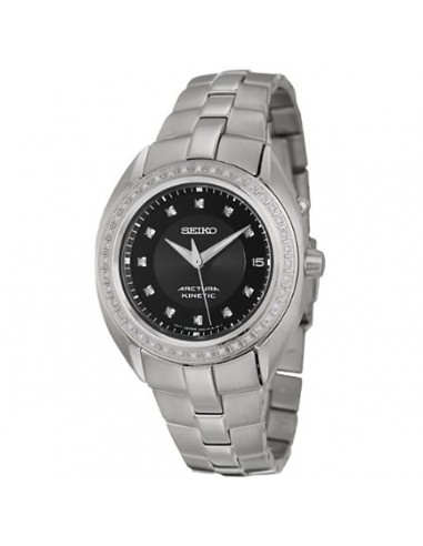 Seiko SKA895 Women's Arctura Diamond Black Dial Stainless Steel Bracelet Kinetic Watch en linge