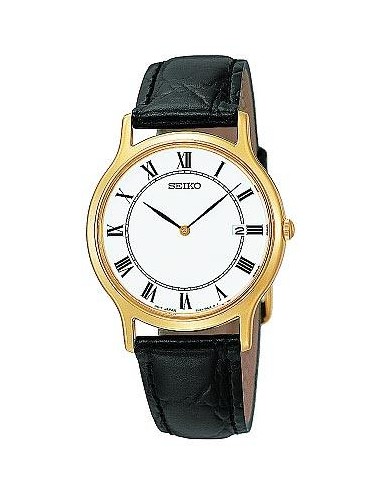 Seiko Men's Roman Numeral Leather Strap Watch SKP330 la chaussure