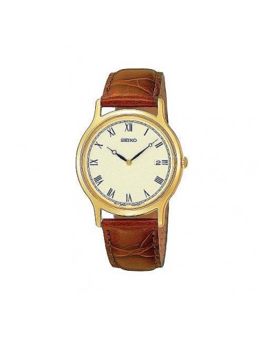 Seiko SKP332 Men's Gold Plated Leather Strap Watch une grave pollution 