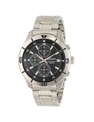 Seiko SKS401 Men's Black Dial Steel Bracelet Chronograph Watch Amélioration de cerveau avec