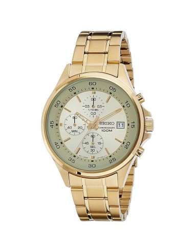 Seiko SKS482 Men's Chronograph Gold Tone Dial Yellow Gold Steel Quartz Watch prix pour 