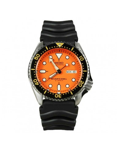 Seiko SKX011J1 Men's Scuba Divers Automatic Orange Dial Black Rubber Strap Dive Watch basket pas cher