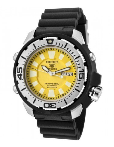 Seiko SKZ251K2 Men's Yellow Dial Rubber Strap Automatic Watch En savoir plus