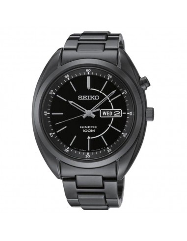 Seiko SMY133 Men's Kinetic Black Dial Black IP Steel Bracelet Watch basket pas cher