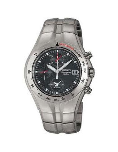 Seiko SNA067 Men's Quartz Titanium Chronograph Alarm Watch Economisez 