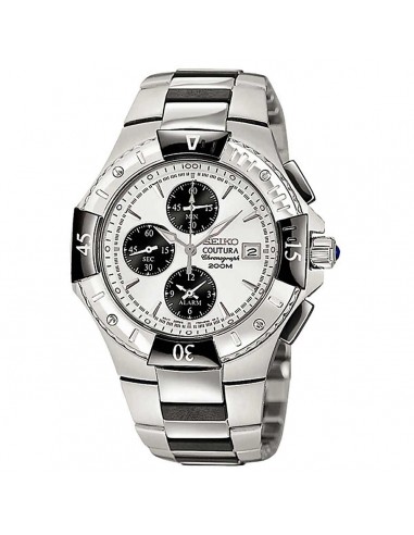 Seiko SNA457 Men's Coutura White Dial Two Tone Steel Chronograph Alarm Watch meilleur choix