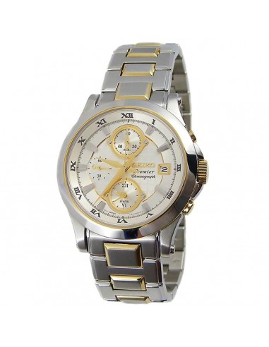 Seiko SNA586 Men's Premier White Dial Two Tone Steel Chronograph Alarm Watch 50% de réduction en Octobre 2024