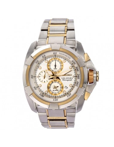 Seiko SNAA92 Men's Velatura Silver Dial Two Tone Steel Chronograph Alarm Watch une grave pollution 