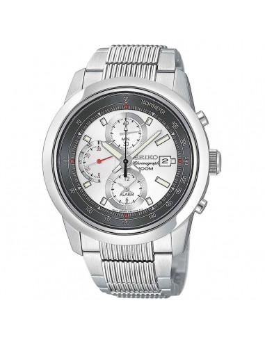 Seiko SNAB15 Men's Chronograph Alarm White Dial Steel Bracelet Watch suggérées chez