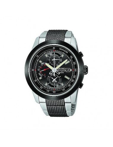 Seiko Men's SS Black Tone Alarm Chronograph SNAB19 shop