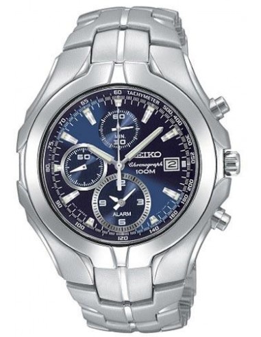 Seiko SNAC93 Men's Quartz Chronographs Stainless Steel Blue Dial Watch livraison et retour toujours gratuits