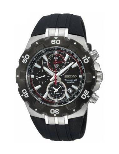 Seiko SNAD35P2 Men's Alarm Chronograph 100M Rubber Strap Watch en ligne