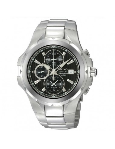 Seiko SNAD53 Men's Coutura Chronograph Alarm Black Dial Steel Bracelet Watch Découvrez la collection