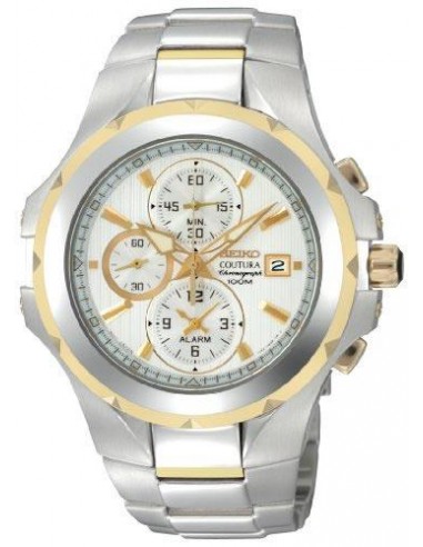 Seiko SNAD54 Men's Coutura Two Tone White Dial Alarm Watch sur le site 