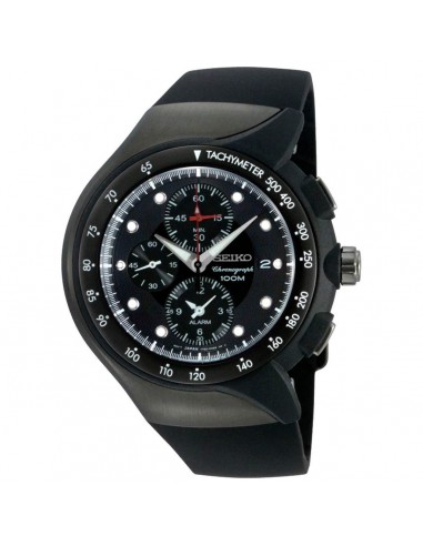 Seiko SNAD63 Men's Black Dial Black Urethane Strap Chronograph Alarm Watch Fin de série