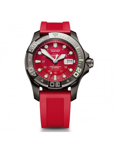 Swiss Army 241353 Men's Dive Master Red Dial Gunmetal Tone Steel Red Rubber Strap Watch pas chere