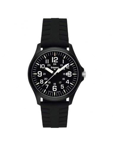 Traser 100229 Men's Professional Type 3 P6704 Officer Pro Black Dial Black Rubber Strap Watch pour bénéficier 