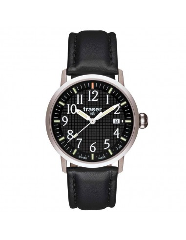 Traser 100322 Men's Classic Basic Type 3 Black Dial Black Leather Strap Watch pas cheres