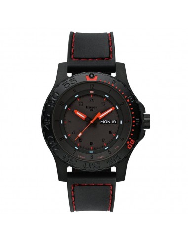 Traser 105503 Men's Professional Red Combat Black Rubber Strap Black Dial Dive Watch Dans la société mordern