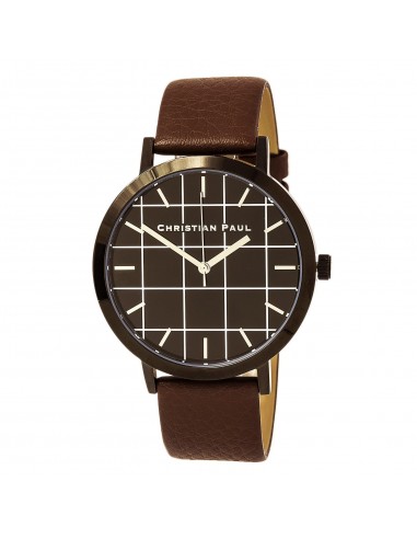 Christian Paul GR-02 Men's Bridport Grid Brown Leather Watch ou a consommer sur place