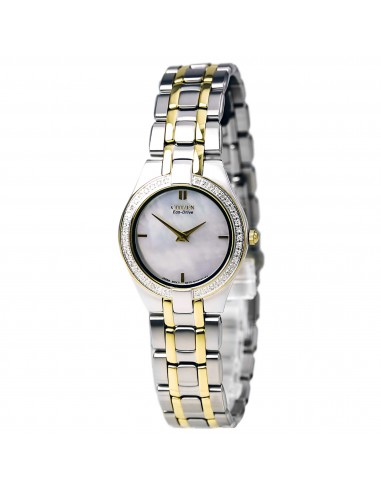 Citizen Women's Diamond Watch - Stiletto Eco Drive Two Tone Yellow Steel MOP Dial livraison gratuite