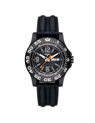 Traser P6600.81F.OS.01 Men's Extreme Sport Diver Black Plated Steel Black Dial Silicon Strap Watch destockage