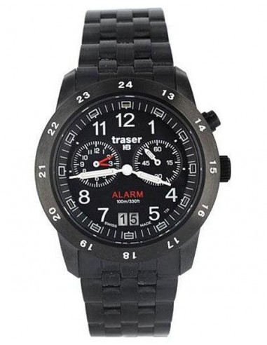 Traser T4004.359.34.01 Men's Black Plated SS Alarm Watch de pas cher