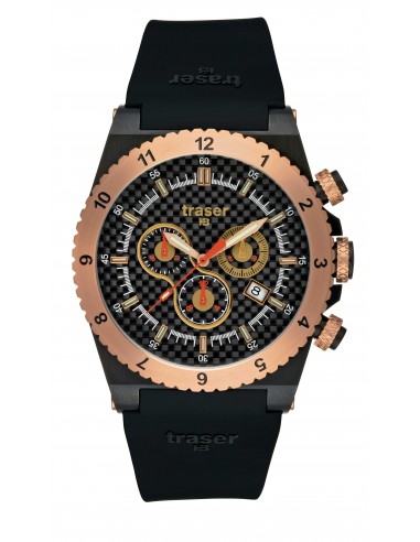 Traser T 7404 Men's Chronograph Classic Carbon Pro Watch des créatures d'habitude