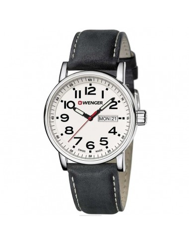 Wenger 01.0341.101 Men's Attitude White Dial Black Leather Strap Watch votre