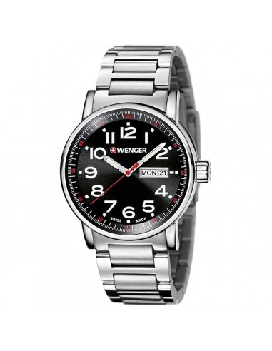 Wenger 01.0341.104 Men's Attitude Black Dial Stainless Steel Bracelet Swiss Watch pas cheres